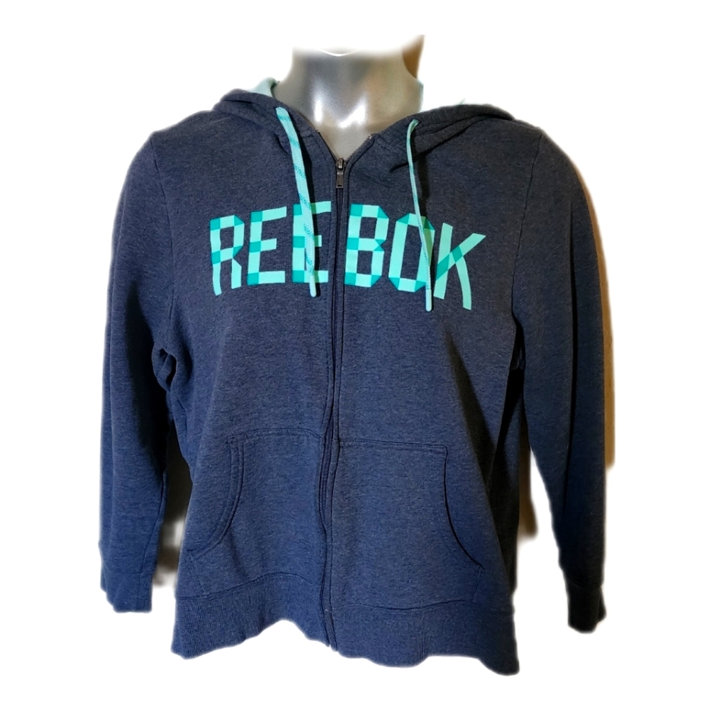 Reebok Gray & Mint Zip-Up Hoodie, Size 1X